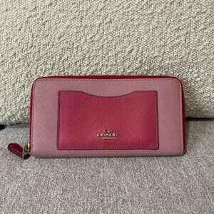 Adorable Coach pink & red leather wallet